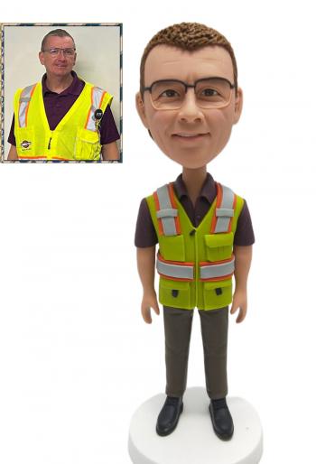 Custom Bobblehead Construction Worker Retirement Gift For Architectural Engineering
